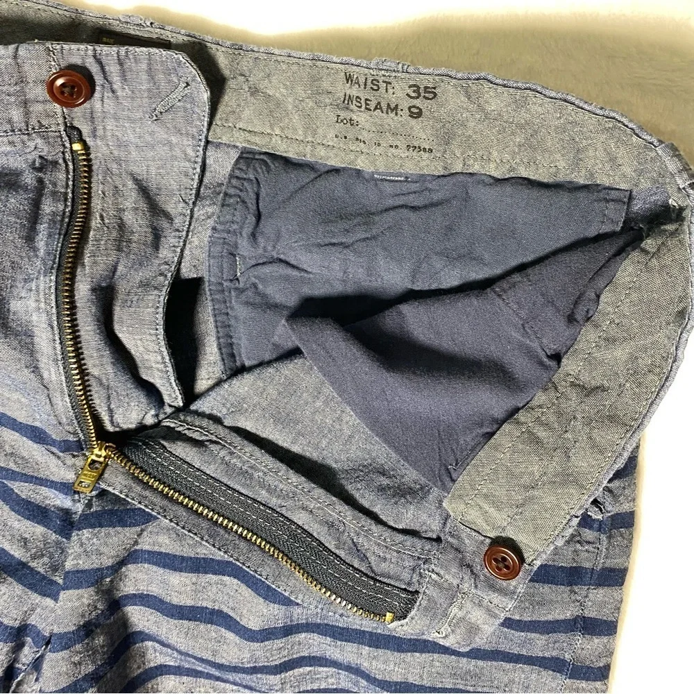 J. Crew Stanton Blue Stripe summer boat shorts 9” inseam‎ size 35 Cotton